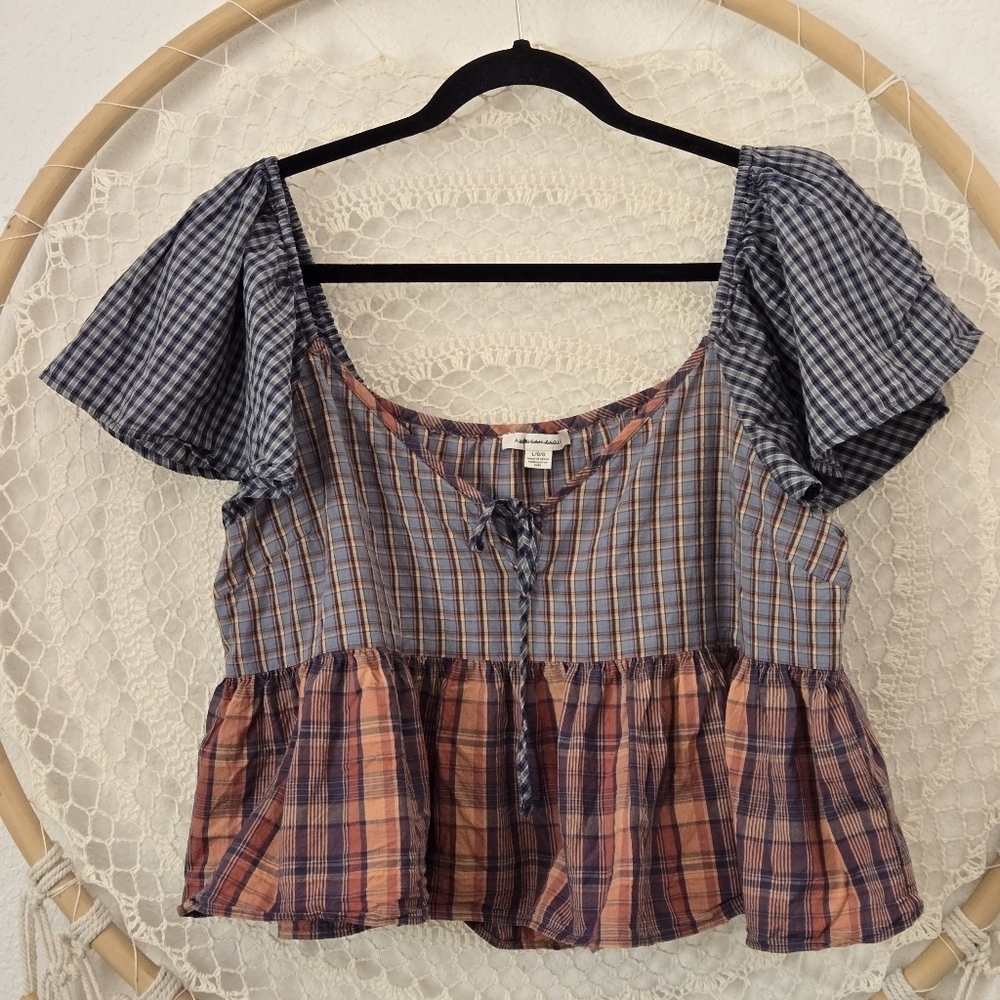 American Eagle V-Neck Babydoll Blouse Size L - Picture 5 of 12
